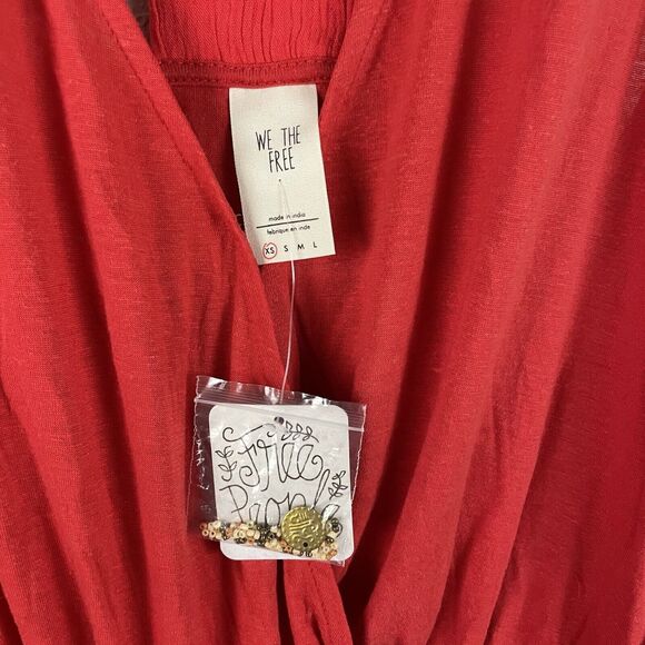 We the Free Womens XS Red Ibiza Tank Embellished Metal Coin Beads - Picture 2 of 9